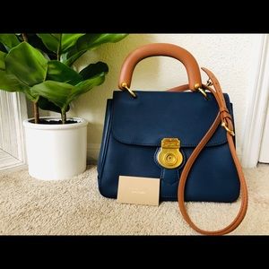 Burberry top handle medium Dk88blueink leather bag